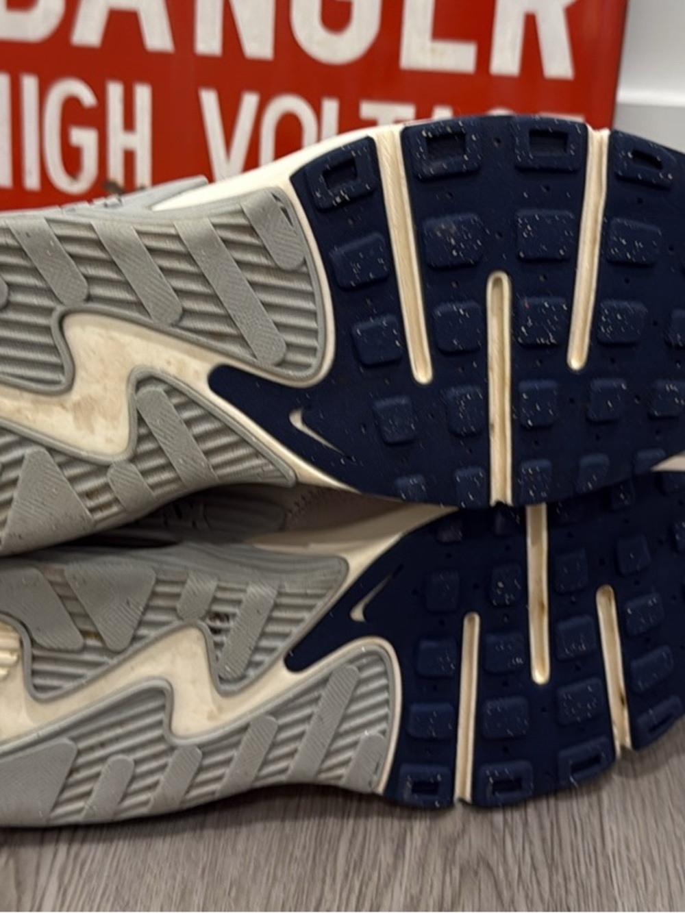 Nike Air Max Excee Men's Neutral Beige and Navy Sneakers - Picture 6 of 7